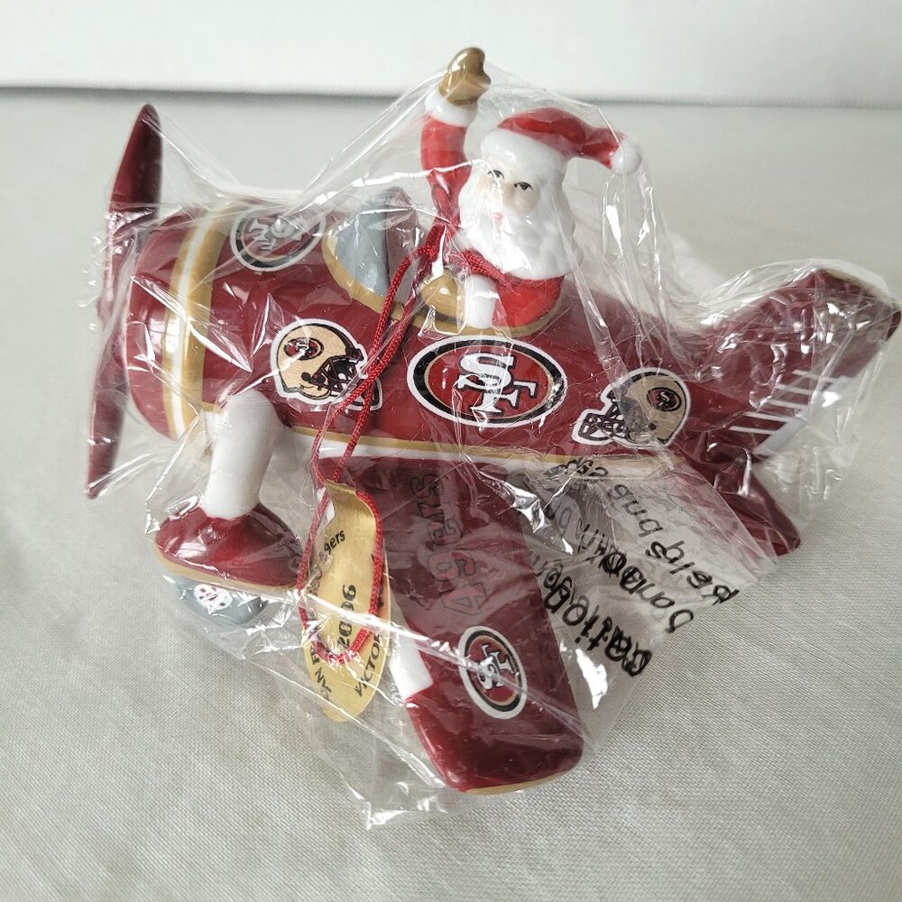2006 San Francisco 49ers Santa Airplane Christmas Ornament NIB Open Box